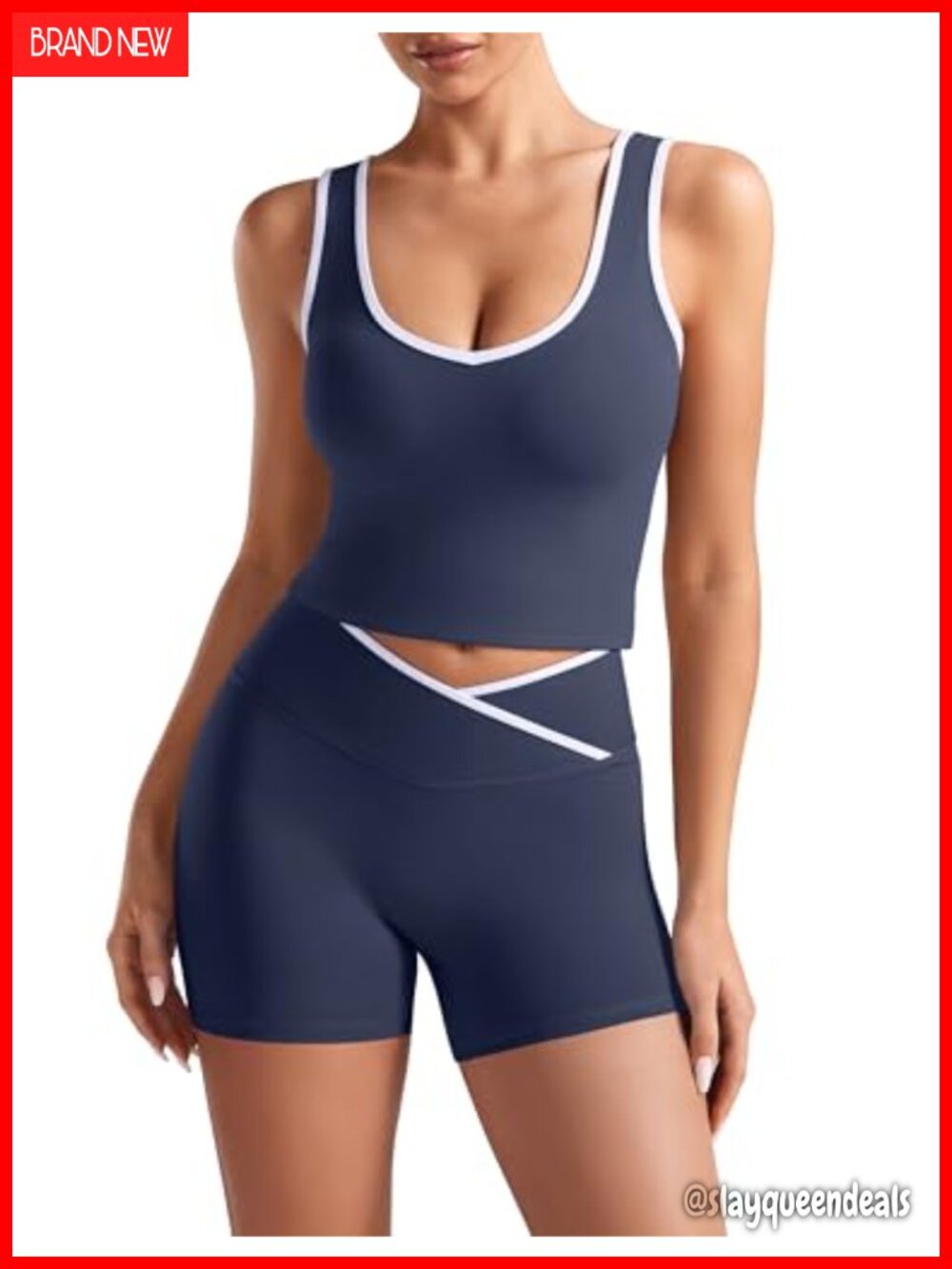Women's 2 Piece Workout Set Tank Top & Gym Shorts Polyester Elastane Activewear